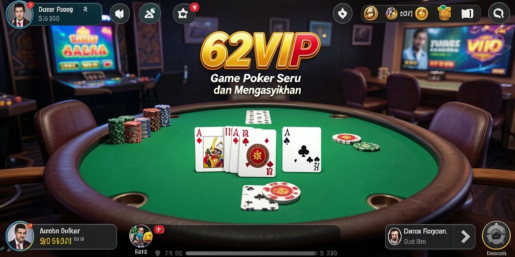 Gameplay seru dari aplikasi Poker 62VIP yang menegangkan.