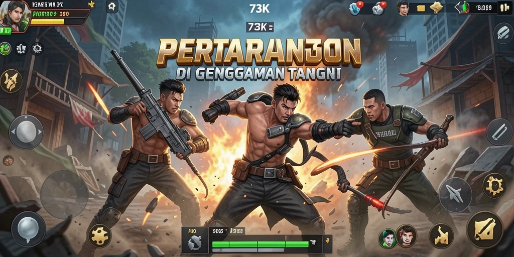 Screenshot 73K menampilkan aksi pertarungan yang mendebarkan.