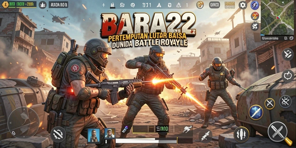 Gameplay seru BARA22 dengan aksi Battle Royale yang mendebarkan.