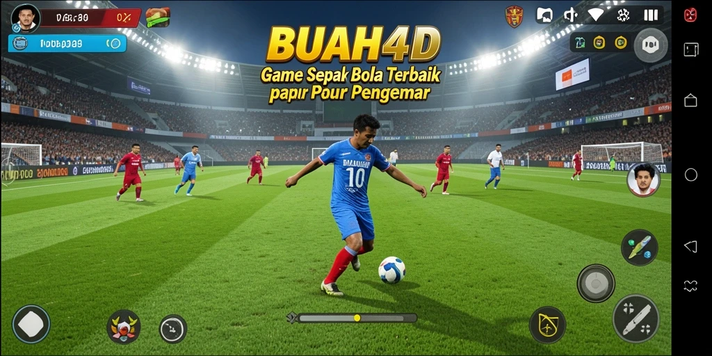 Gameplay seru BUAH4D menampilkan aksi sepak bola nyata.