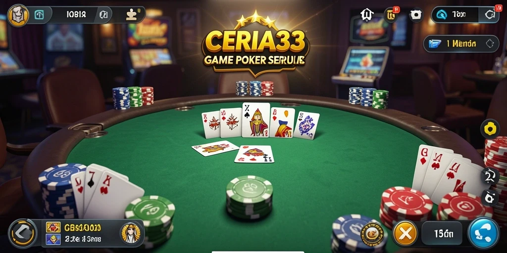 Screenshot CERIA33 menampilkan aksi seru permainan Poker.