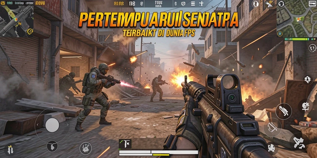 Screenshot F08 menunjukkan pertempuran intens di medan perang FPS.