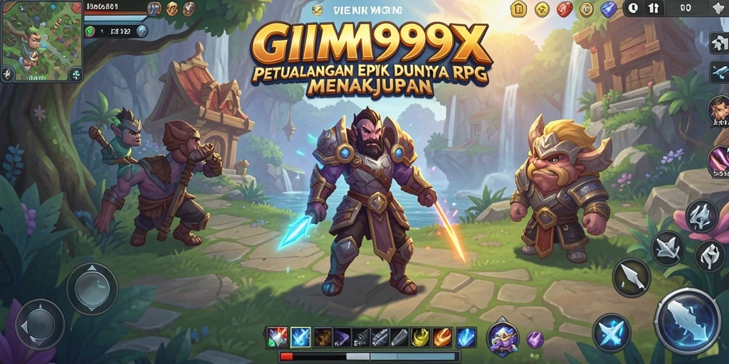 Tampilan gameplay menakjubkan dalam RPG GIM999 dengan pertarungan seru.