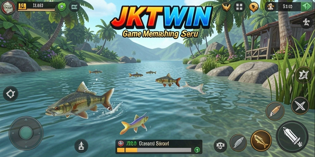 Screenshot gameplay JKTWIN yang menunjukkan pengalaman memancing yang mendebarkan.