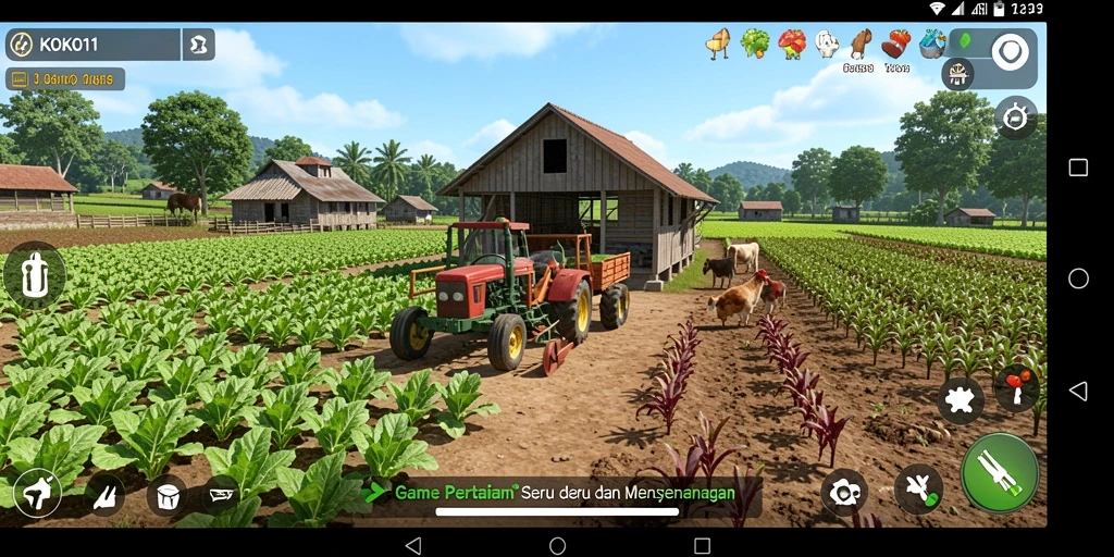 Tampilan gameplay KOKO11 yang menarik dengan kebun yang subur.
