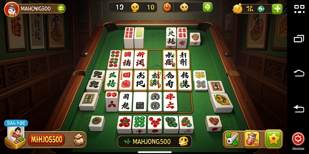 Tampilan gameplay seru di MAHJONG500 dengan warna-warni cerah.