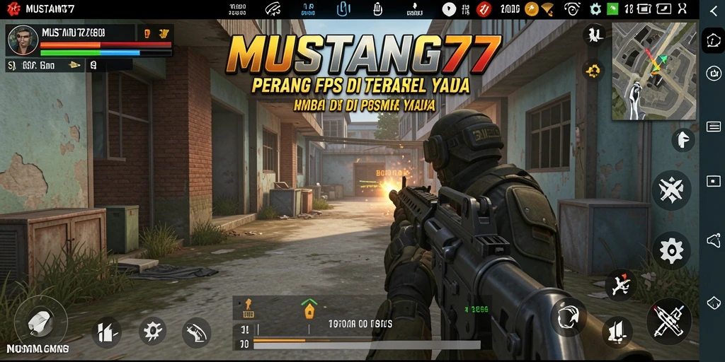 Screenshot menunjukkan aksi seru dalam gameplay FPS MUSTANG77.