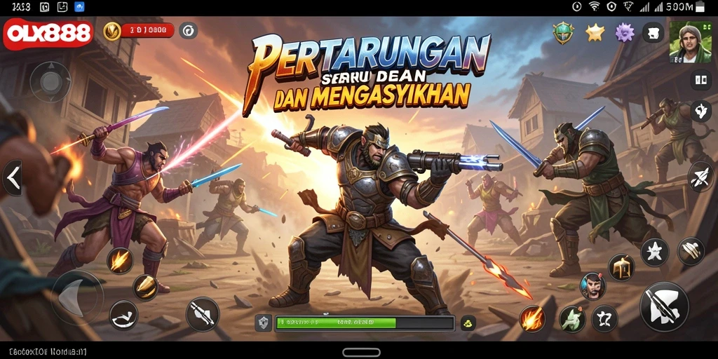 Tampilan gameplay pertarungan seru di OLX888 yang menegangkan.