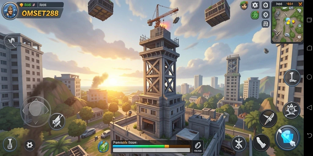Tangkapan layar menampilkan aksi seru dalam OMSET288 Tower Defense.