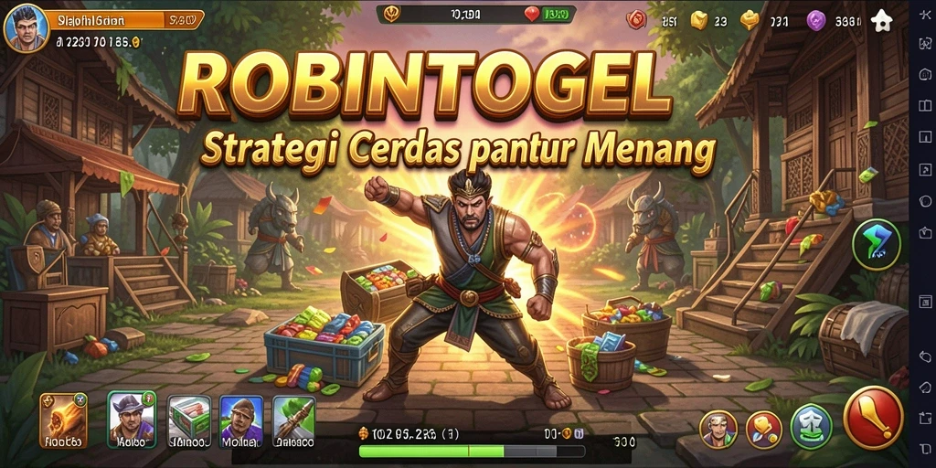Screenshot utama ROBINTOGEL menunjukkan gameplay strategi yang menegangkan.
