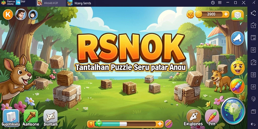 Screenshot gameplay RSNOK menampilkan tingkat penuh tantangan puzzle.