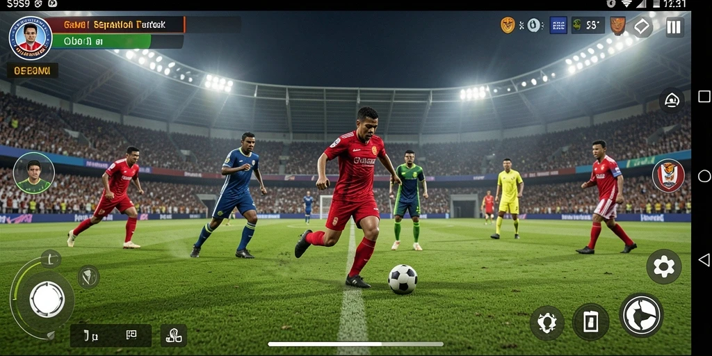 Gameplay S9S9 yang menegangkan dan seru di lapangan sepak bola.
