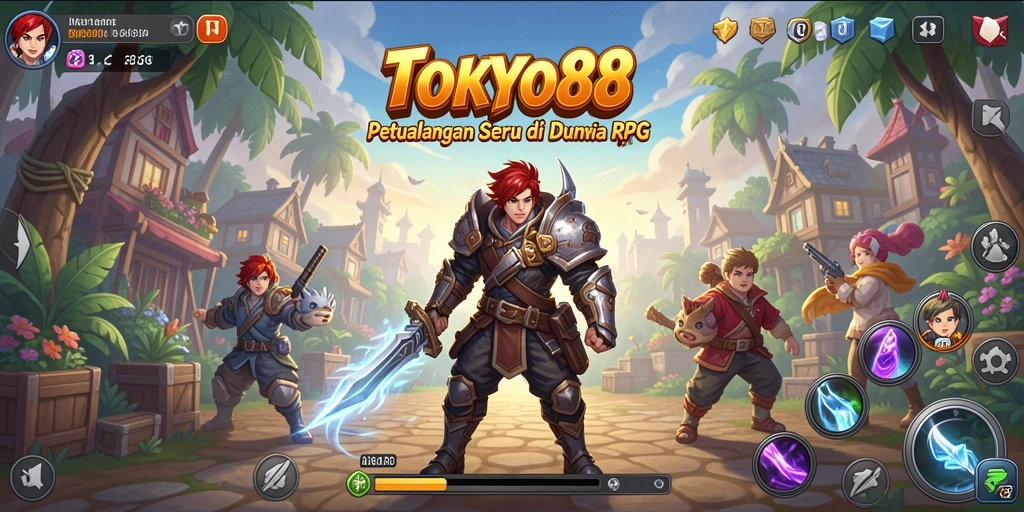 Screenshot gameplay TOKYO88 menampilkan pertarungan epik dalam dunia RPG.