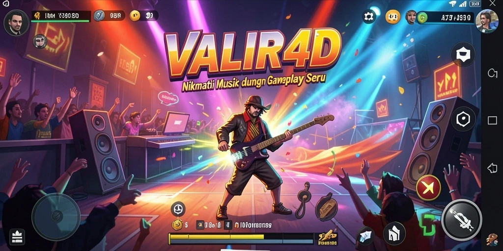 Tampilan gameplay VALIR4D dengan irama musik yang menggugah.