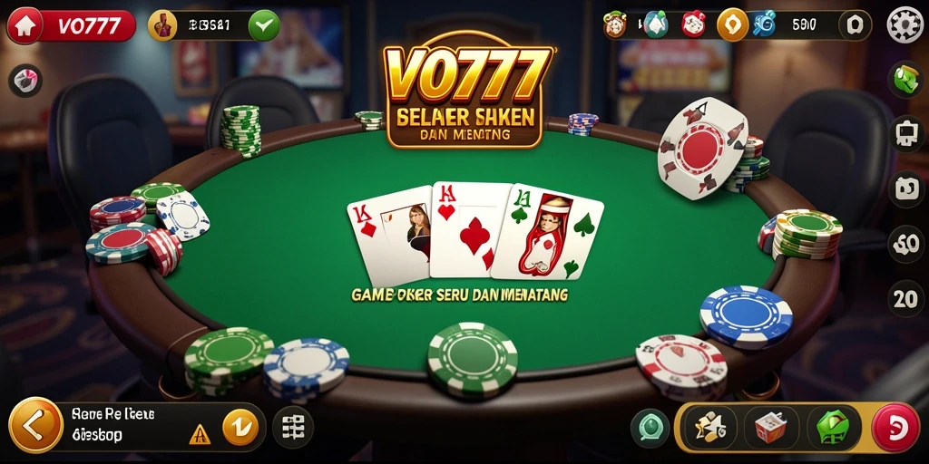 Screenshot utama VO777 menunjukkan gameplay Poker yang menarik dan mendebarkan.